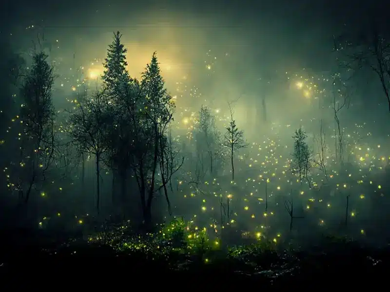 fireflies inside the woods