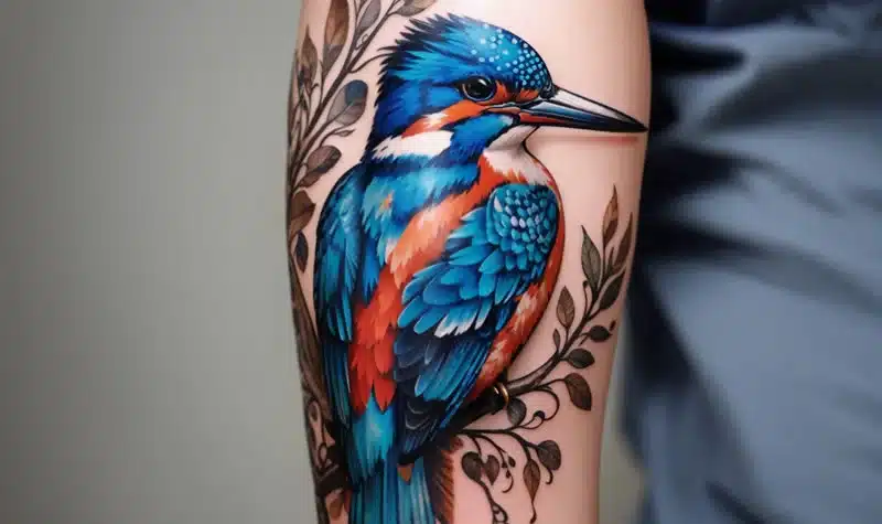 Kingfisher tattoo on arm