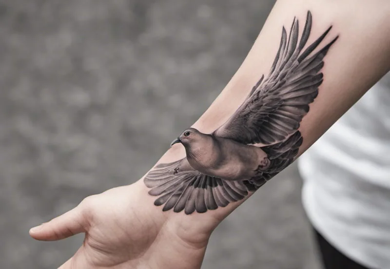 Mourning dove tattoo on my arm