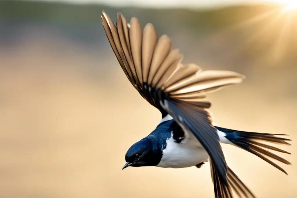 Bird flying high in the sky