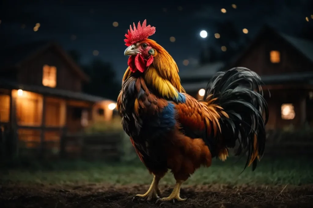 rooster crowing at night