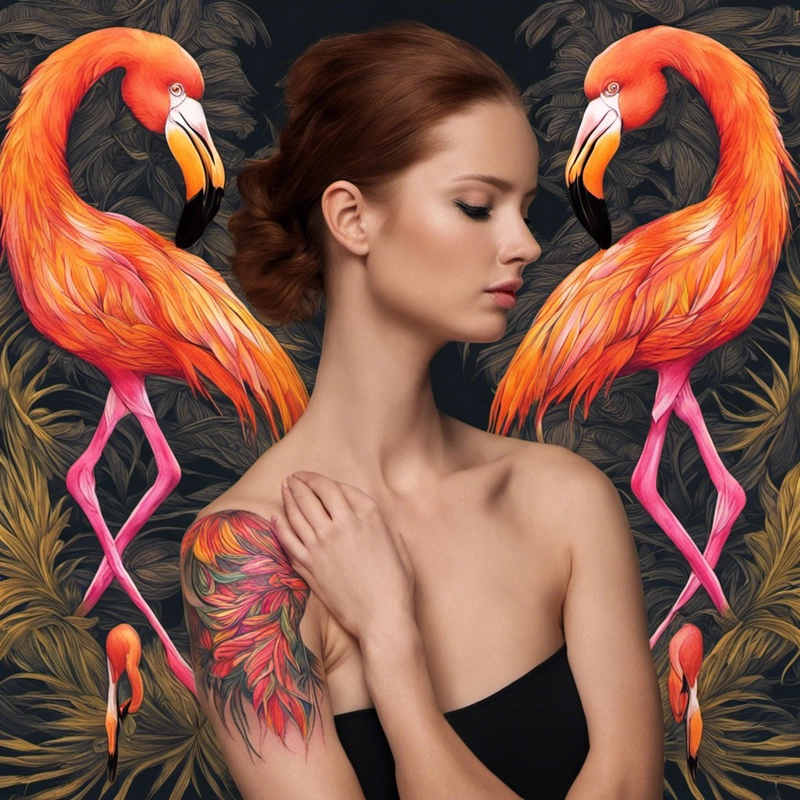 tattoo of flamingo bird on womens arm