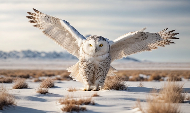 snowy owl flying in kindred world