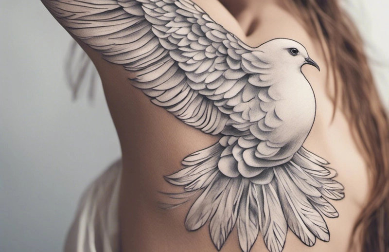 Beautiful tattoo of white dove